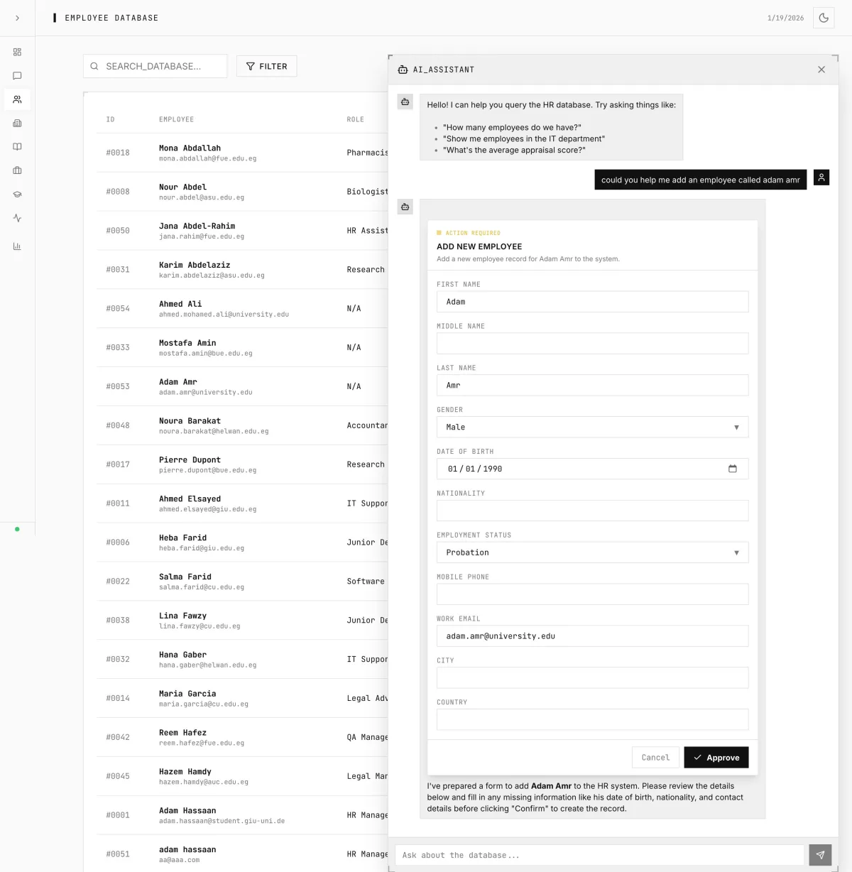 AI assistant action result