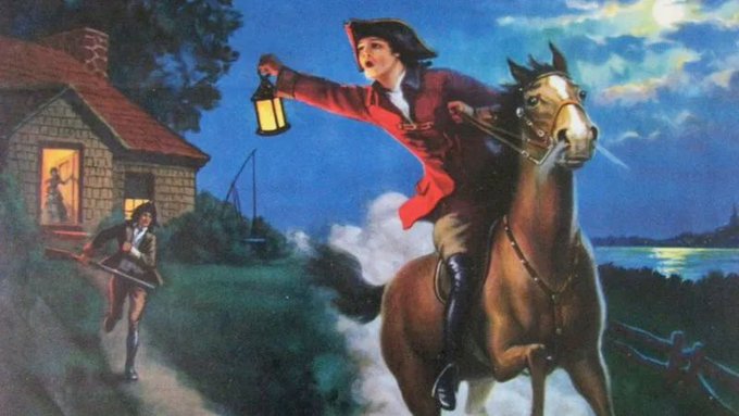 Horse rider sounding an alarm, posted alongside the lineup.