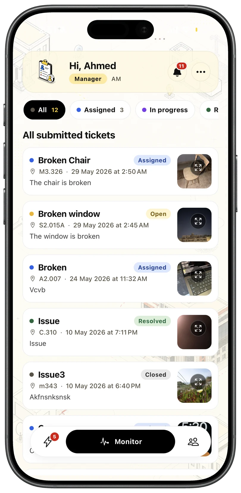 Manager ticket monitor