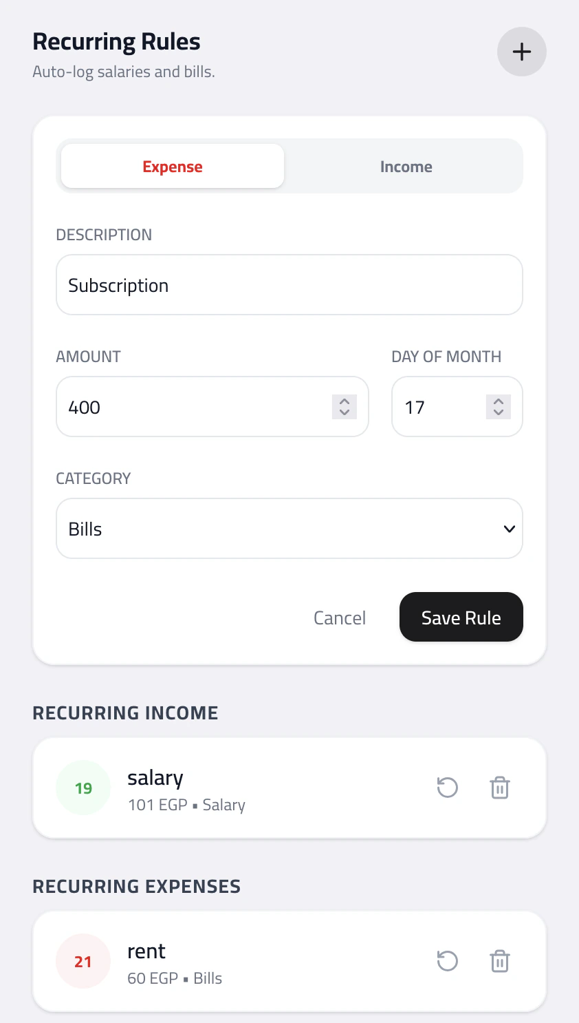 Recurring transactions